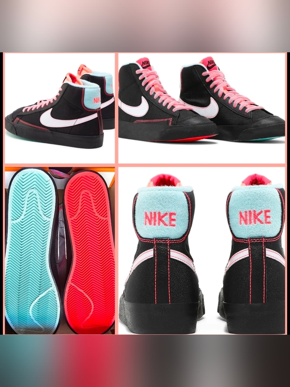 Nike Blazer Mid '77  GS Black+ Atomic Pink Sz 6 Youth/7.5 Womans /Mens 6.0 NIB